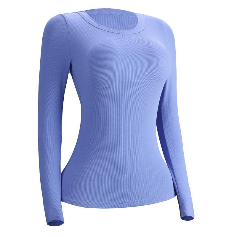 VRCÔMFY Women's Slim Fit Ribbed Long Sleeve Top